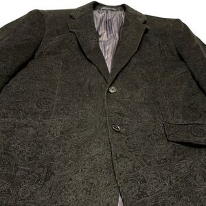Men’s Madison Black Corduroy Paisley Sport Coat Jacket Blazer 40R